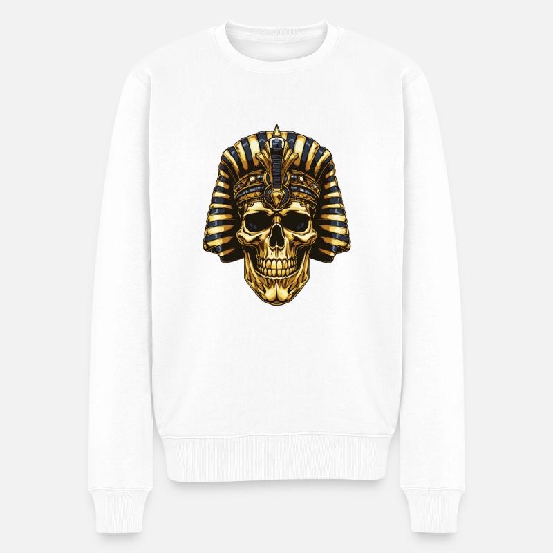 Pharao Totenkopf - Männer Premium Bio Pullover - Weiß