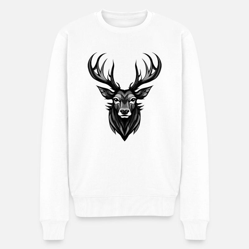 Portrait de cerf - Pull Premium bio Homme - blanc