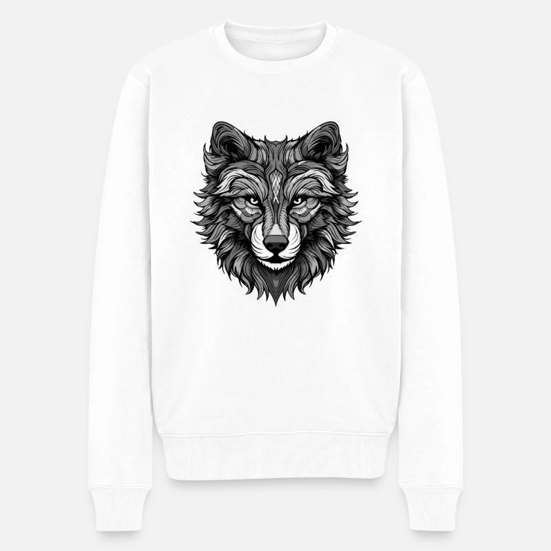 Portrait de loup - Pull Premium bio Homme - blanc
