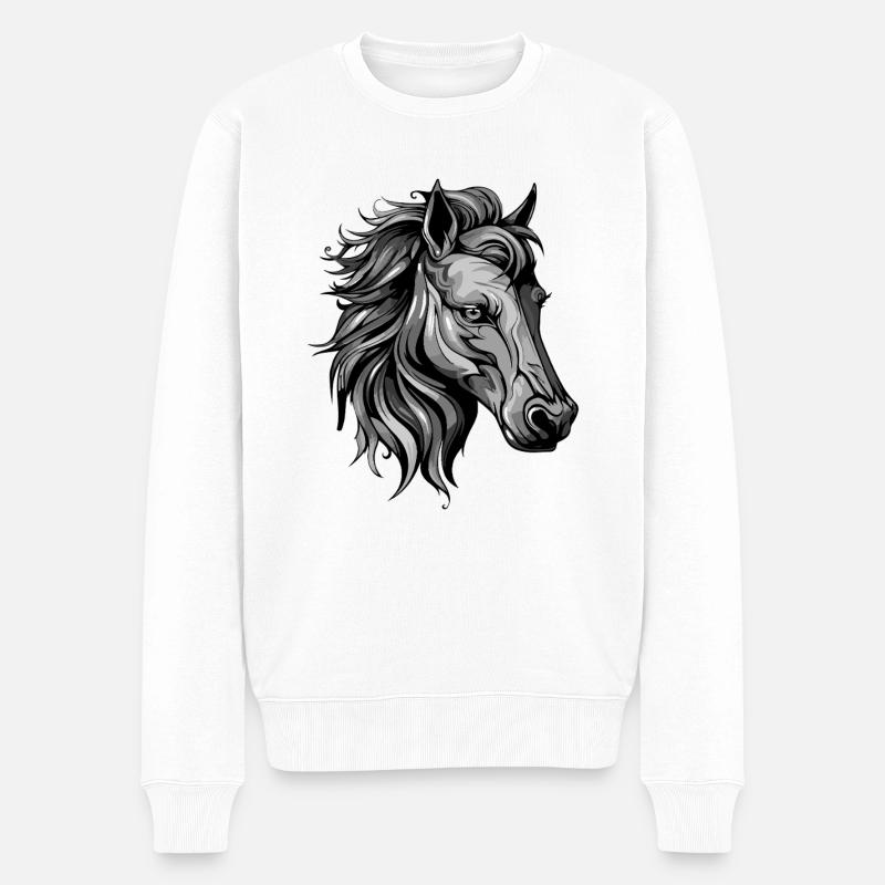 Pferd Portrait - Männer Premium Bio Pullover - Weiß