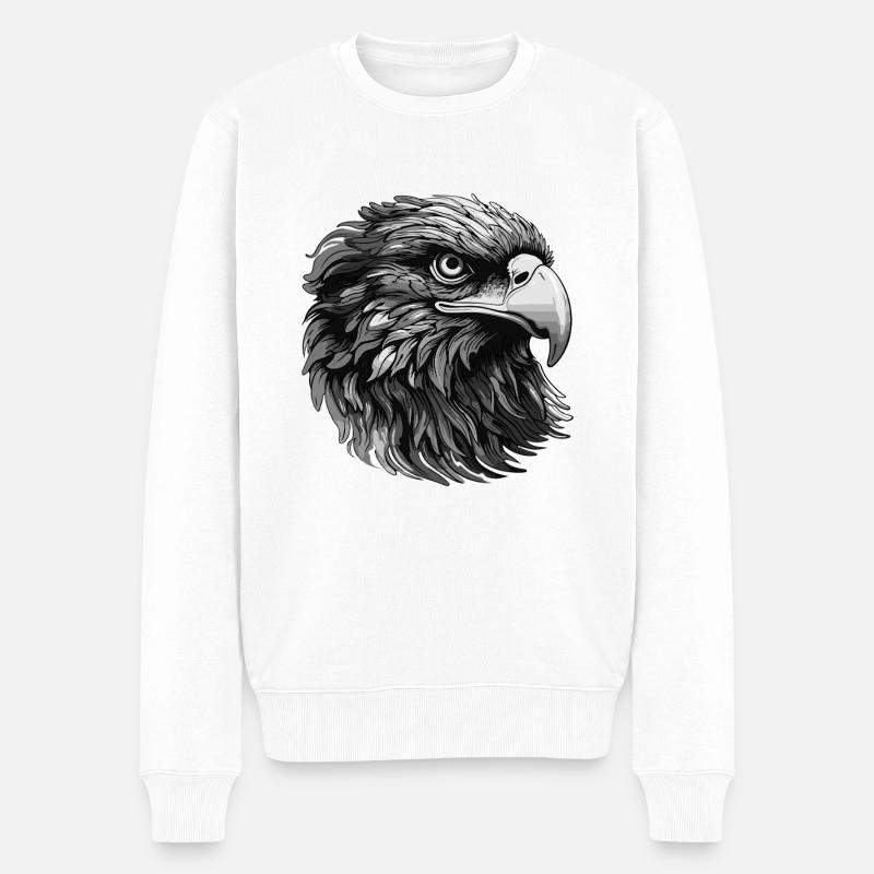 Adler Portrait - Männer Premium Bio Pullover - Weiß