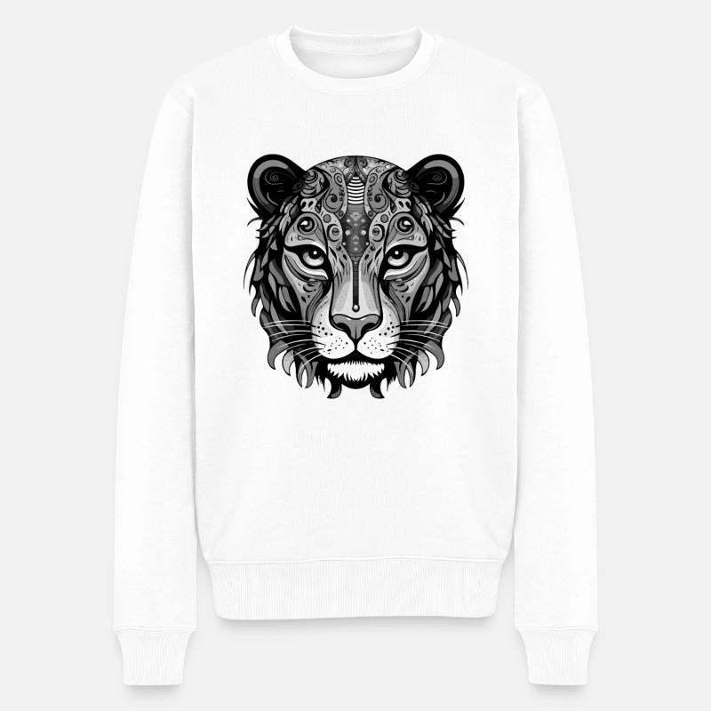 Gepard Portrait - Männer Premium Bio Pullover - Weiß