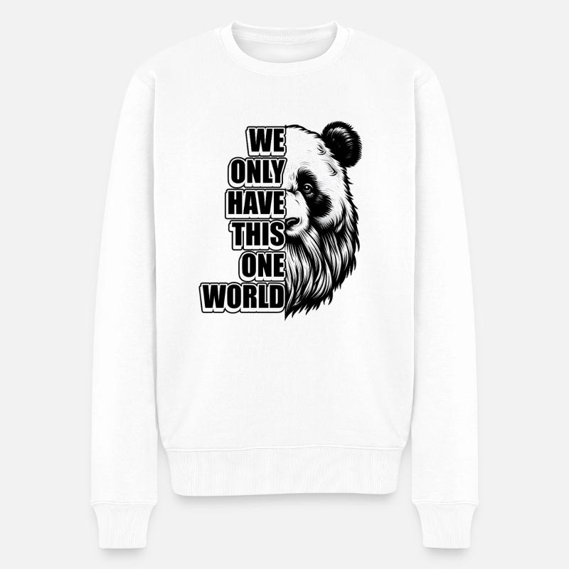 alter Panda mit Bart Panda Spruch Motive - Männer Premium Bio Pullover - Weiß