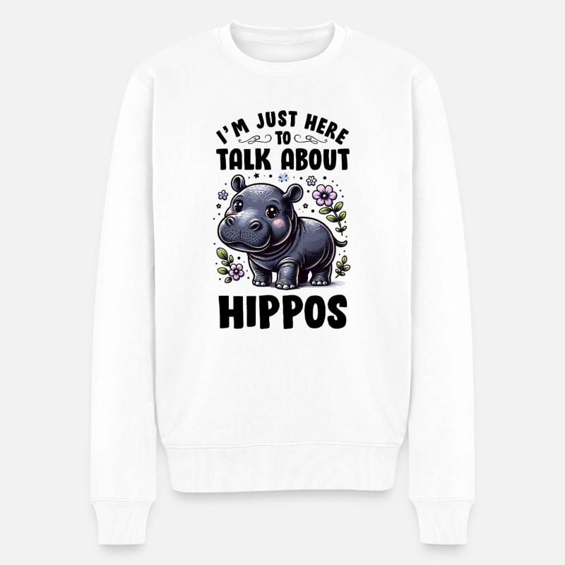 Nilpferd - Männer Premium Bio Pullover - Weiß