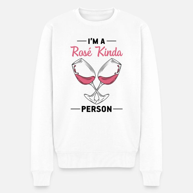 Wein Rosé - Männer Premium Bio Pullover - Weiß