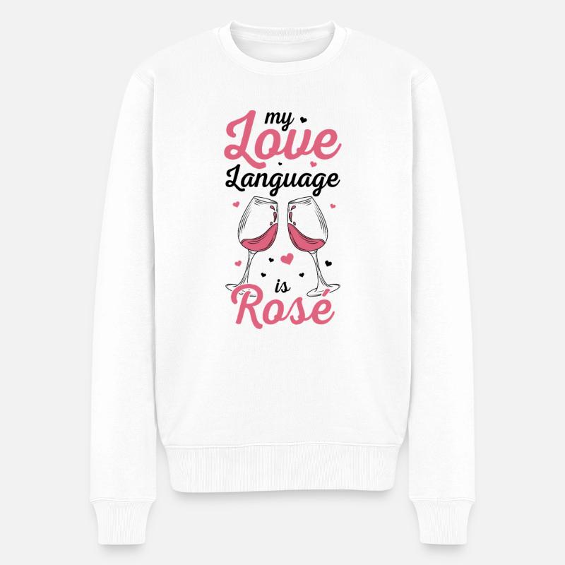 Wein Rosé - Männer Premium Bio Pullover - Weiß