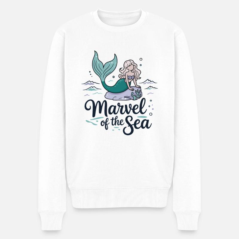 MEERJUNGFRAUEN, DES MEERES - Männer Premium Bio Pullover - Weiß