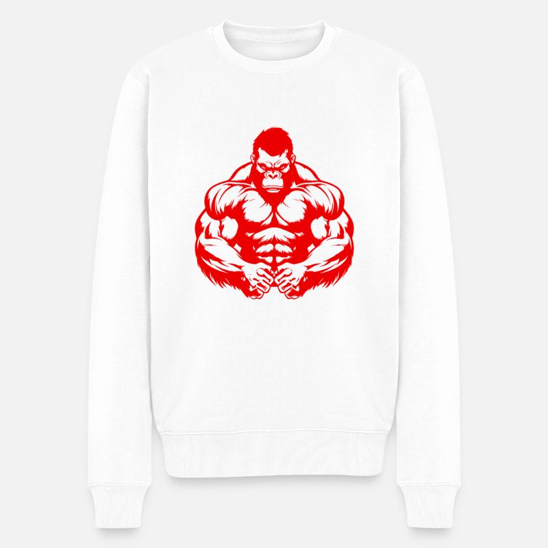 Gymnase Gorilla Muscles Beast - Pull Premium bio Homme - blanc