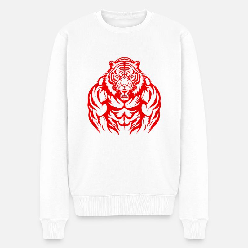 Gymnase d’entraînement de musculation Tiger - Pull Premium bio Homme - blanc
