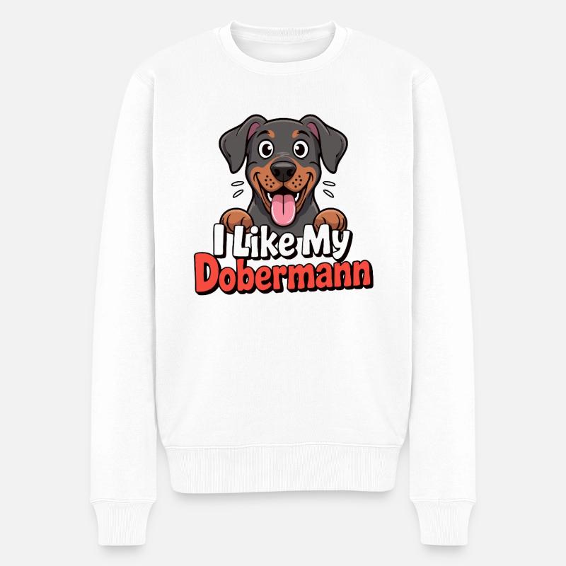 J’aime mon chien Doberman Love - Pull Premium bio Homme - blanc