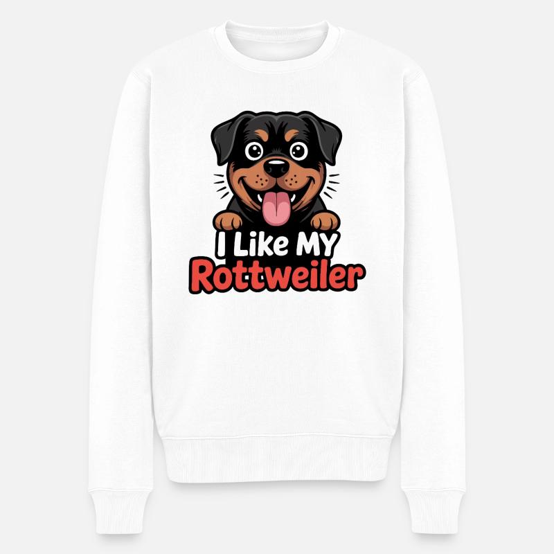 I like my Rottweiler Hundeliebe - Männer Premium Bio Pullover - Weiß