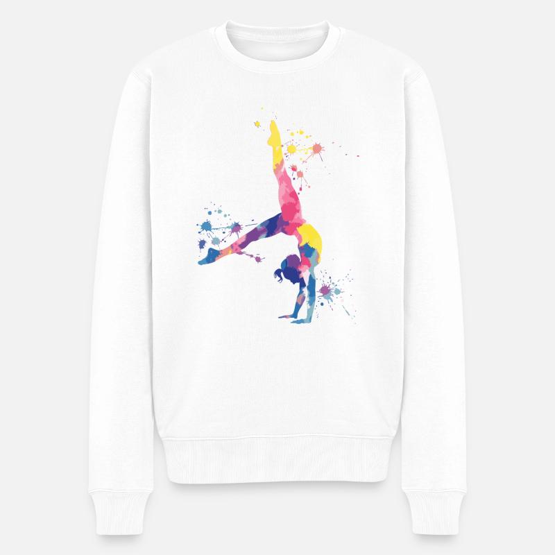 Gymnastik Mädchen – Bunt und kraftvoll - Männer Premium Bio Pullover - Weiß