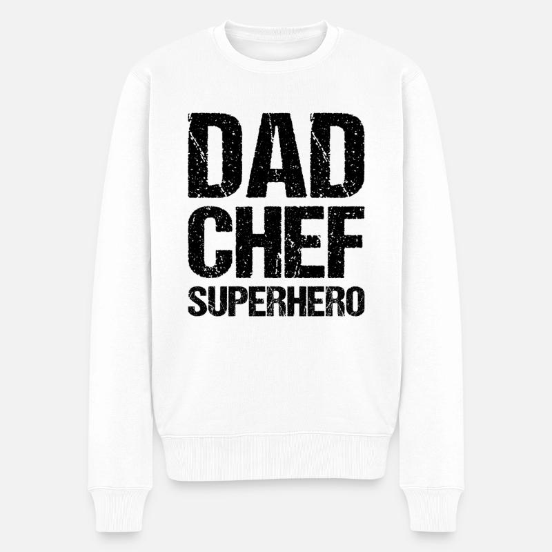 Dad Chef Superheld Papa - Männer Premium Bio Pullover - Weiß