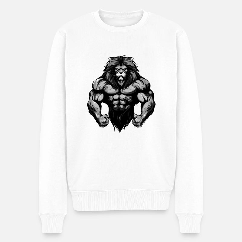 Leo Muscles Musculation - Pull Premium bio Homme - blanc