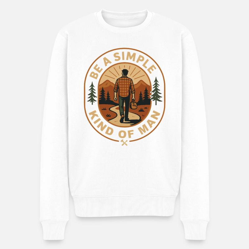 Simple Man Life - Männer Premium Bio Pullover - Weiß