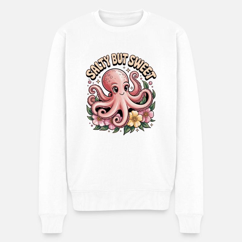 Sød blæksprutte Design - Økologisk premium-sweatshirt til mænd - hvid