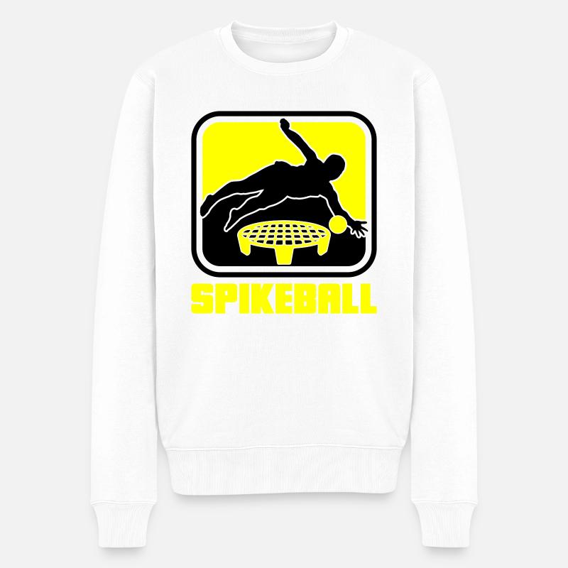 Farben änderbar | Spikeball Roundnet Fun - Männer Premium Bio Pullover - Weiß