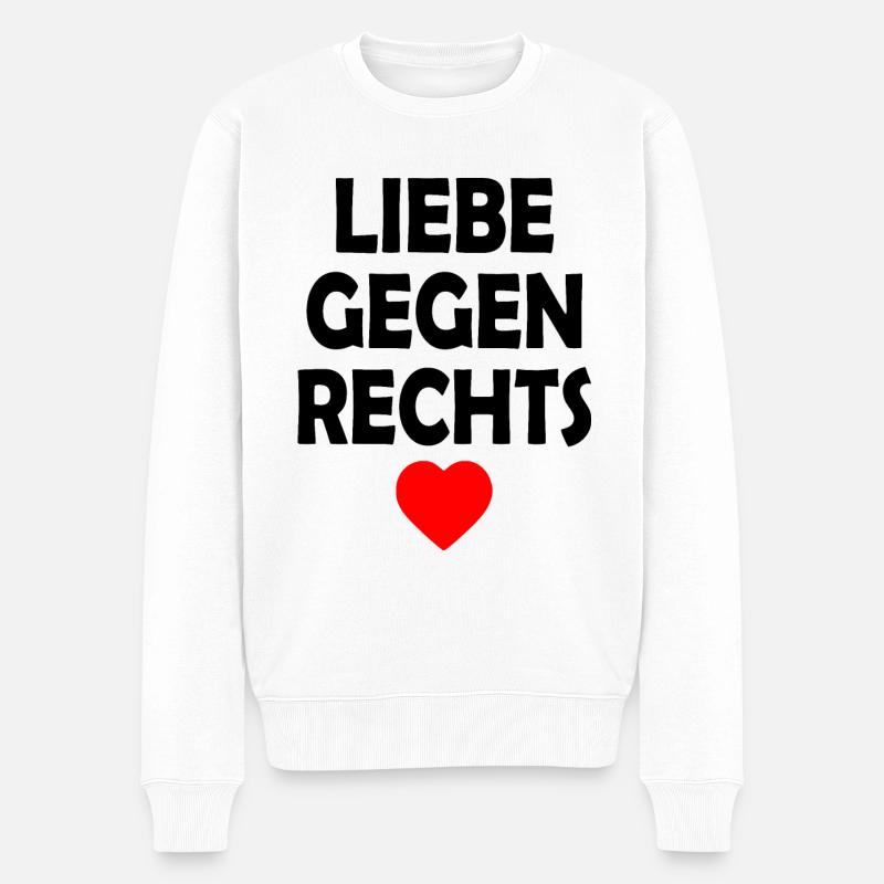 Liebe gegen rechts - Männer Premium Bio Pullover - Weiß