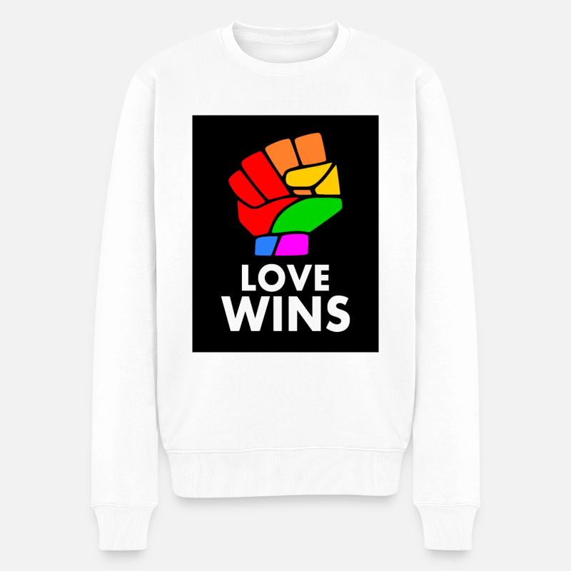 Love wins - Männer Premium Bio Pullover - Weiß
