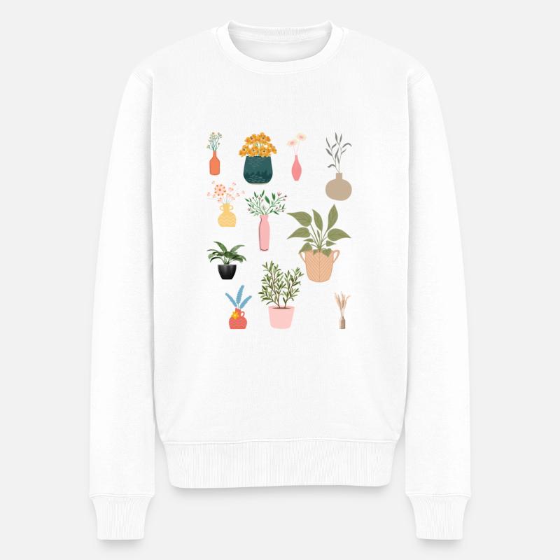 Blumen - Männer Premium Bio Pullover - Weiß