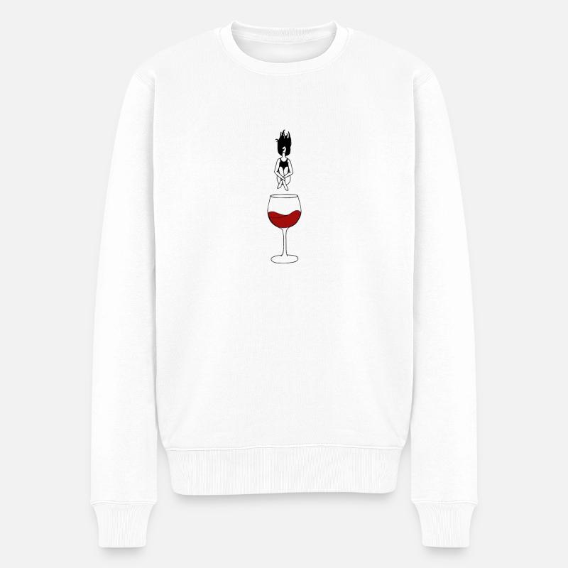 Frau springt in Wein - Männer Premium Bio Pullover - Weiß