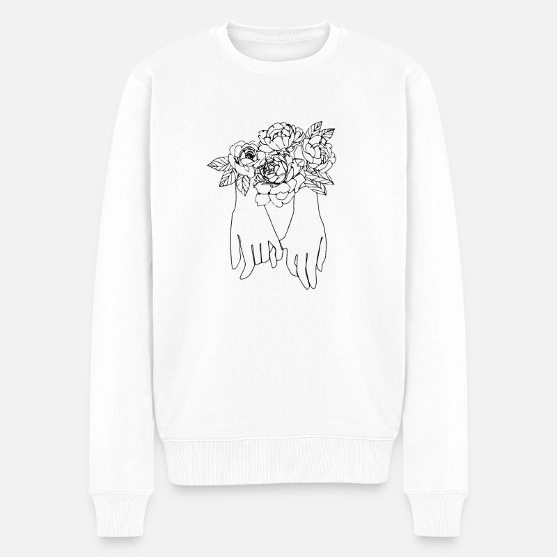 Dessin amitié mains doigts - Pull Premium bio Homme - blanc