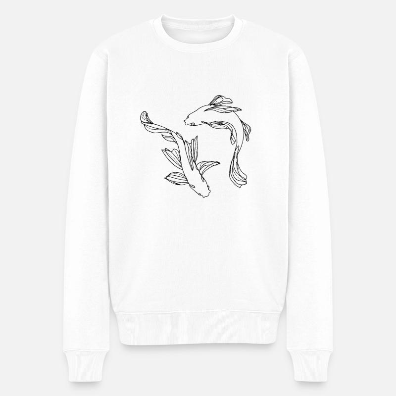 Ying Yang Fische - Männer Premium Bio Pullover - Weiß