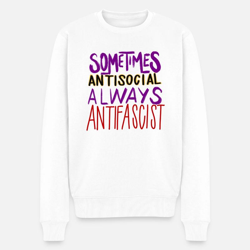 ANTIFASCISTE ANTISOCIAL - Pull Premium bio Homme - blanc