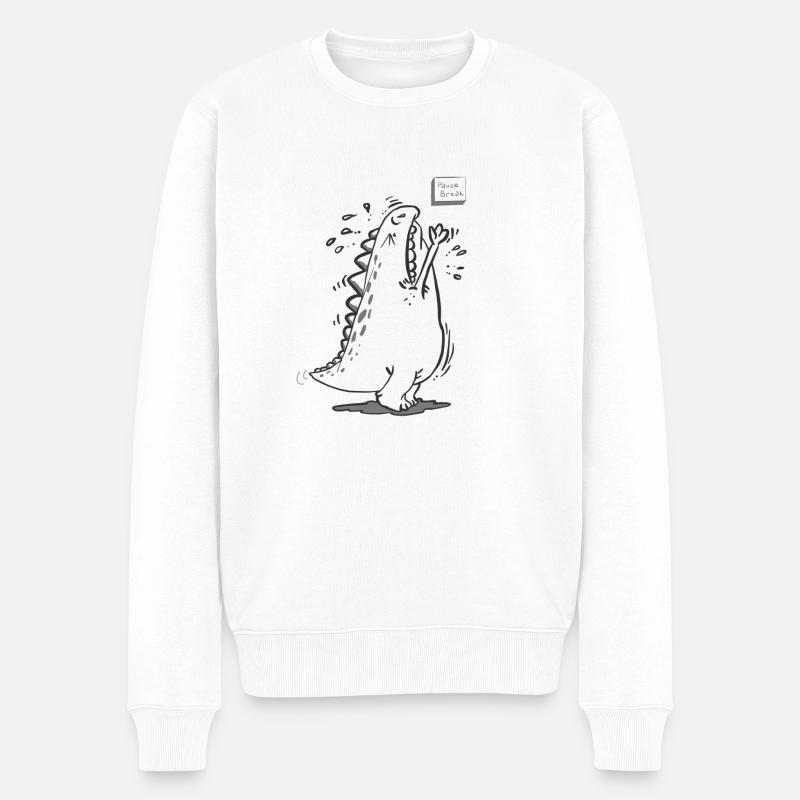 niedliche lustige T-Rex Dinosaurier Pause Pause - Männer Premium Bio Pullover - Weiß
