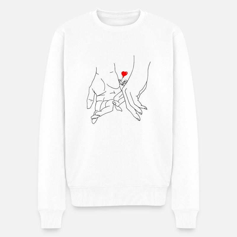 Zeichnung Liebe Hände Finger - Männer Premium Bio Pullover - Weiß