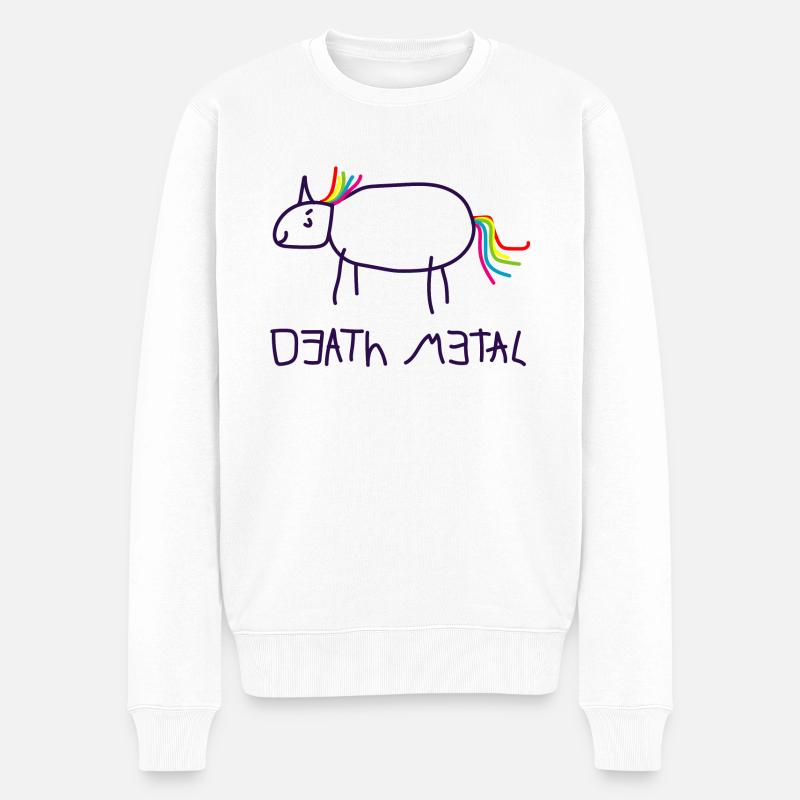 Death Metal Einhorn - Männer Premium Bio Pullover - Weiß