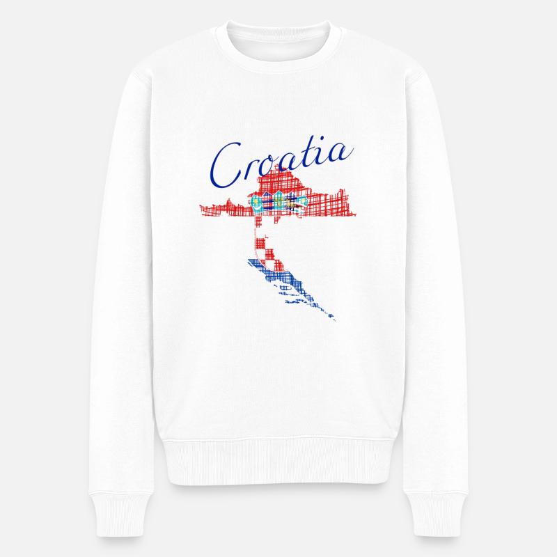 Croatia Flag - Männer Premium Bio Pullover - Weiß