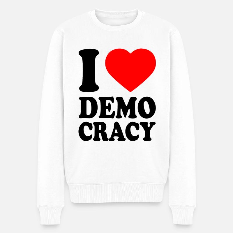 i love democracy - Männer Premium Bio Pullover - Weiß