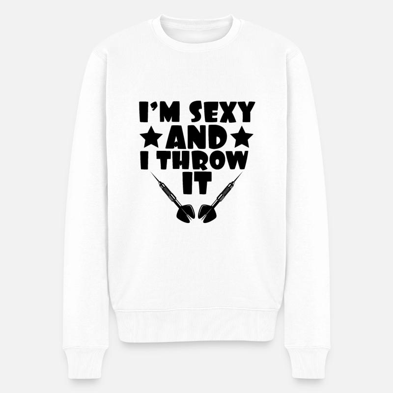 sexy dart spieler - Männer Premium Bio Pullover - Weiß