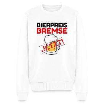Bierpreisbremse - Jetzt! - Männer Premium Bio Pullover - Weiß - Vorne - Thijin (182cm)