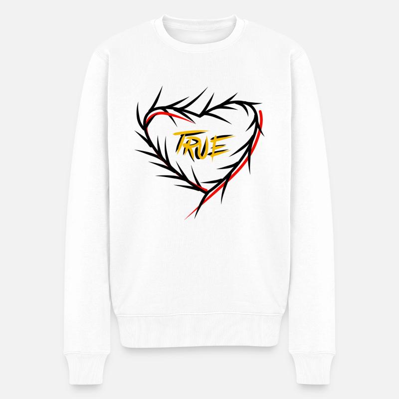 True - Männer Premium Bio Pullover - Weiß