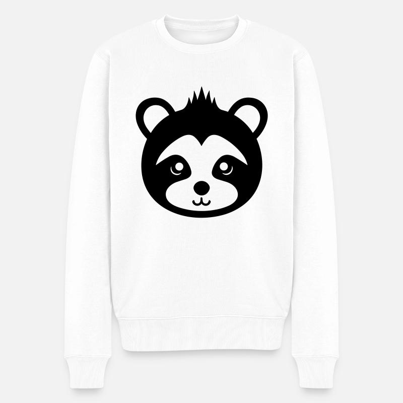 Panda-Kopf - Männer Premium Bio Pullover - Weiß