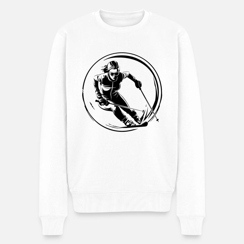 Ski Ski Femme Silhouette - Pull Premium bio Homme - blanc