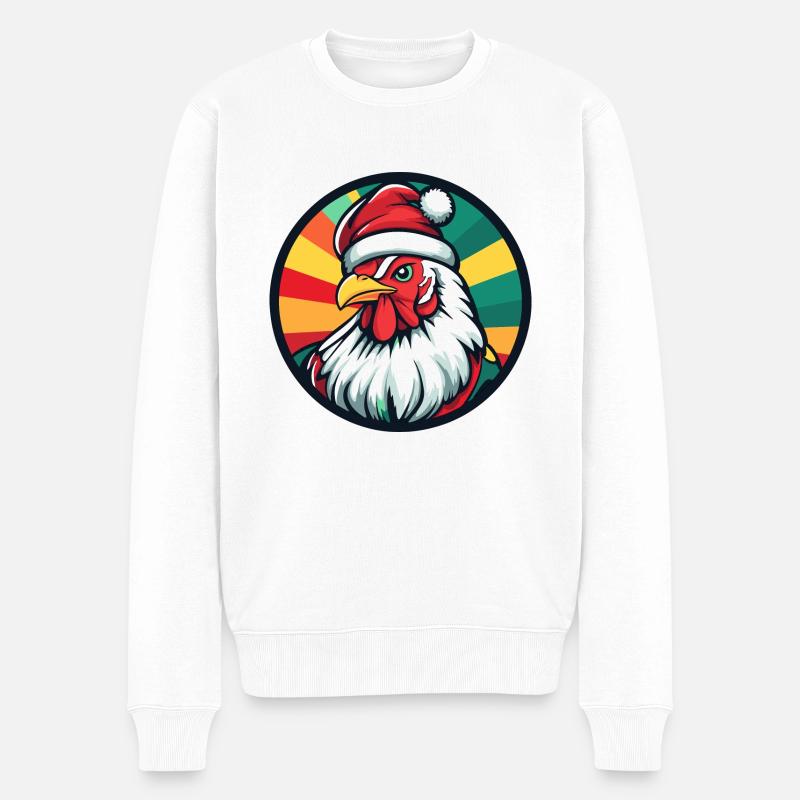 Coq Noël Animal - Pull Premium bio Homme - blanc