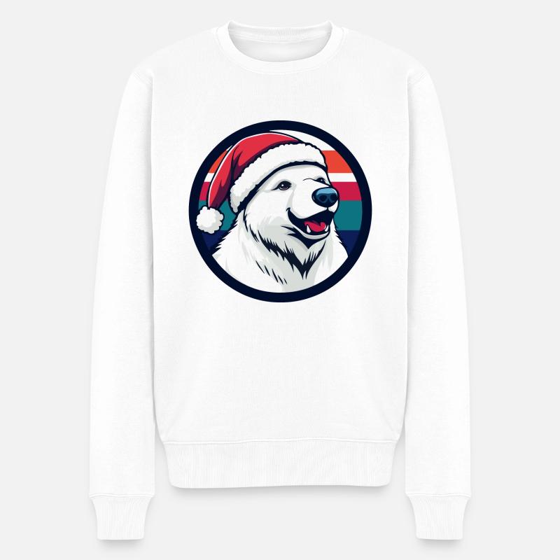 Eisbär Weihnachten Tier - Männer Premium Bio Pullover - Weiß