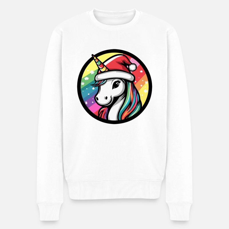 Einhorn Weihnachten Tier - Männer Premium Bio Pullover - Weiß