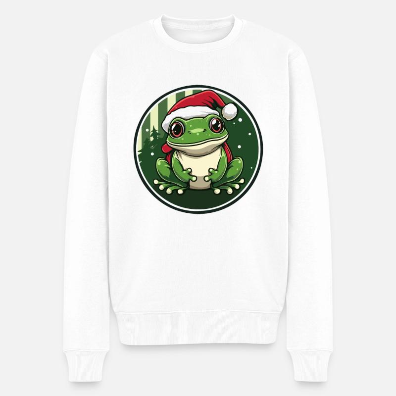 Frosch Weihnachten Tier - Männer Premium Bio Pullover - Weiß