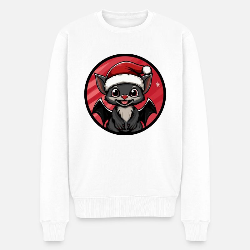 Fledermaus Weihnachten Tier - Männer Premium Bio Pullover - Weiß