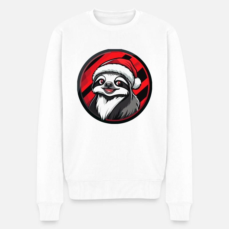 Faultier Weihnachten Tier - Männer Premium Bio Pullover - Weiß