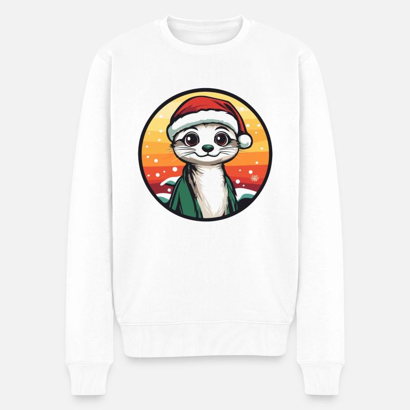 Erdmännchen Weihnachten Tier - Männer Premium Bio Pullover - Weiß