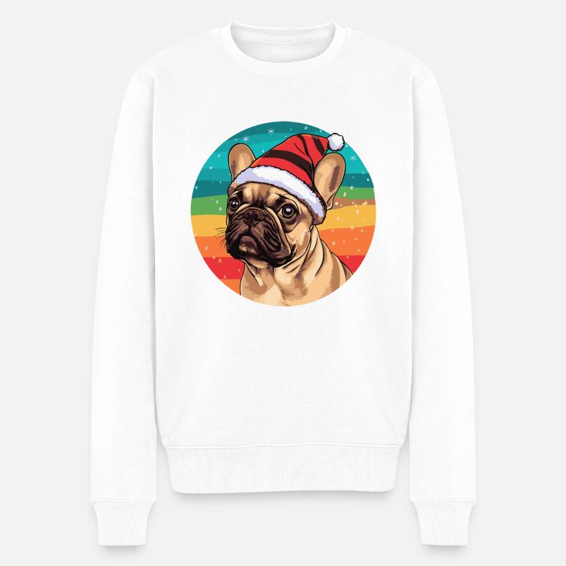 Buldog Français Chien Noël - Pull Premium bio Homme - blanc
