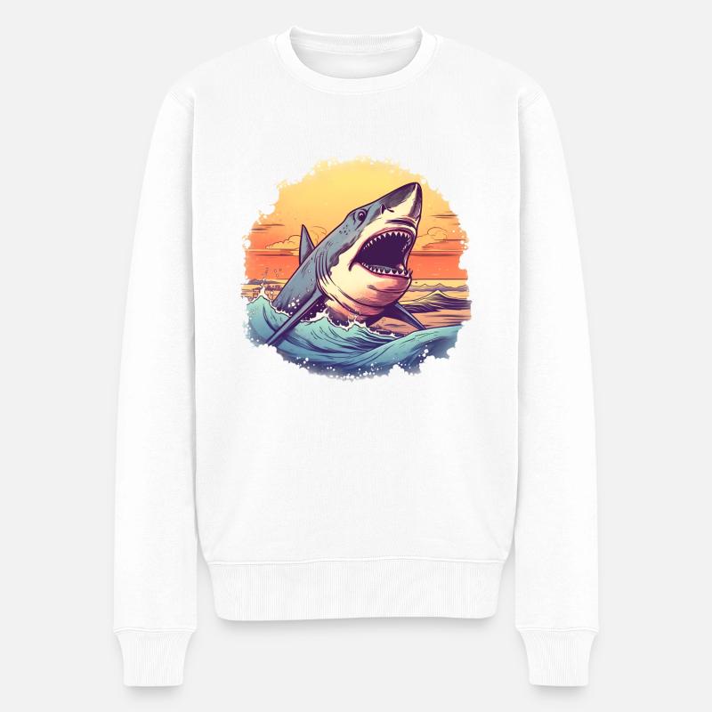 Weißer Hai - Männer Premium Bio Pullover - Weiß