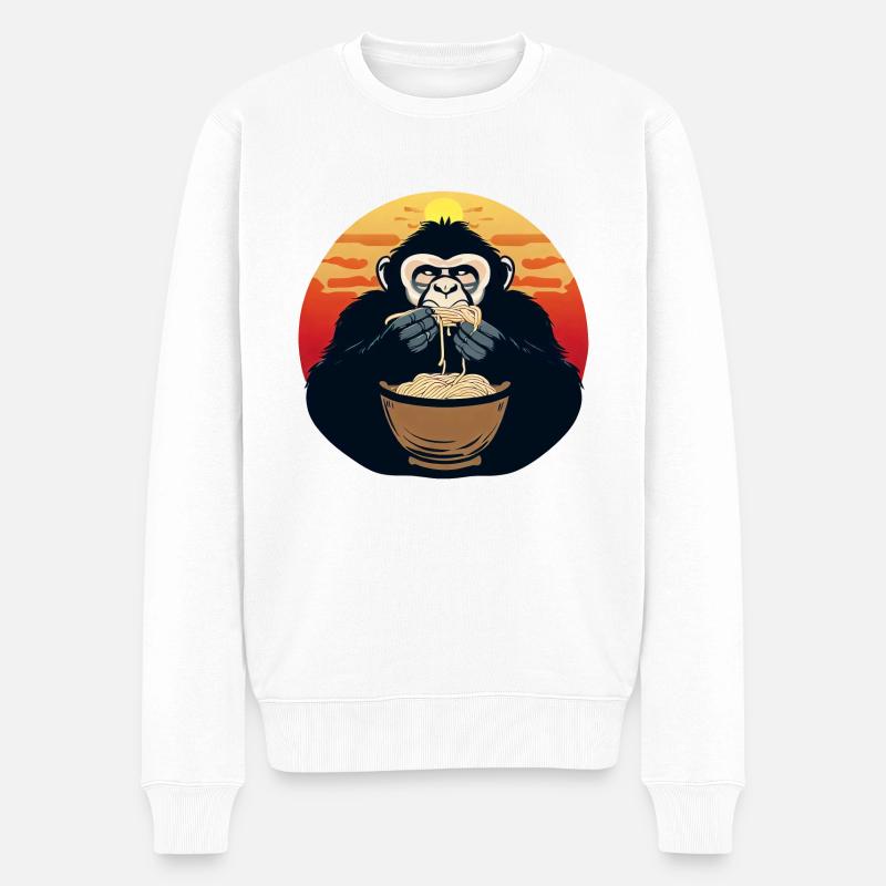 gorilla nudeln sunset - Männer Premium Bio Pullover - Weiß