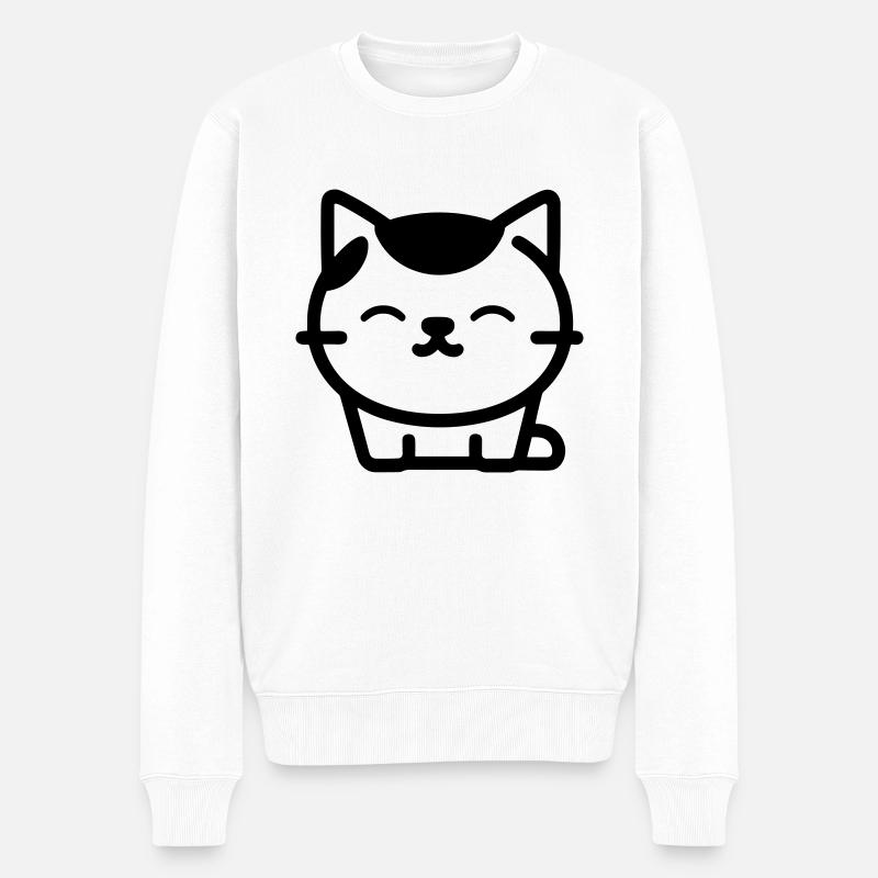 chat - Pull Premium bio Homme - blanc