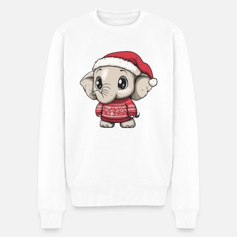 Elefant Weihnachten - Männer Premium Bio Pullover - Weiß